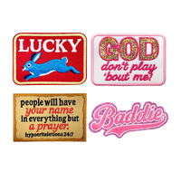 Patch Slogan Tendance Baddie Lettrage Brodé 3D en Tissu Sergé, Badge Rectangulaire Appliqué pour Décoration de Casquette Trucker, Vente en Gros