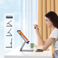 Soporte Giratorio de Aleación de Aluminio para Tablet y Teléfono, Base Antideslizante Estable, Altura Ajustable, Multiángulo, Flexible y Portátil