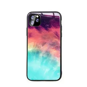 Fashion Phone Accessories Back Cover Sublimation Gradient Tempered Glass Protective Cell Phone Case For IOS Android