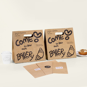 Túi giấy kraft nâu đựng bánh mì, bánh ngọt, thân thiện với môi trường, có thể phân hủy sinh học, in ấn theo yêu cầu, cắt khuôn tay cầm, đóng gói thực phẩm, cá nhân hóa - Product Image 4