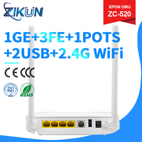 Vente chaude, ONU IPTV XPON double mode ZC-520, 1GE+ 3FE+ VOIP+ 1USB+2.4GWIFI, prix de gros