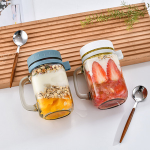 Taza de <span class=keywords><strong>desayuno</strong></span> de avena portátil de 16oz con cuchara, taza de vidrio con tapa y ASA, botella de té de leche con tapa, <span class=keywords><strong>tazas</strong></span> de vidrio portátiles - Product Image 6