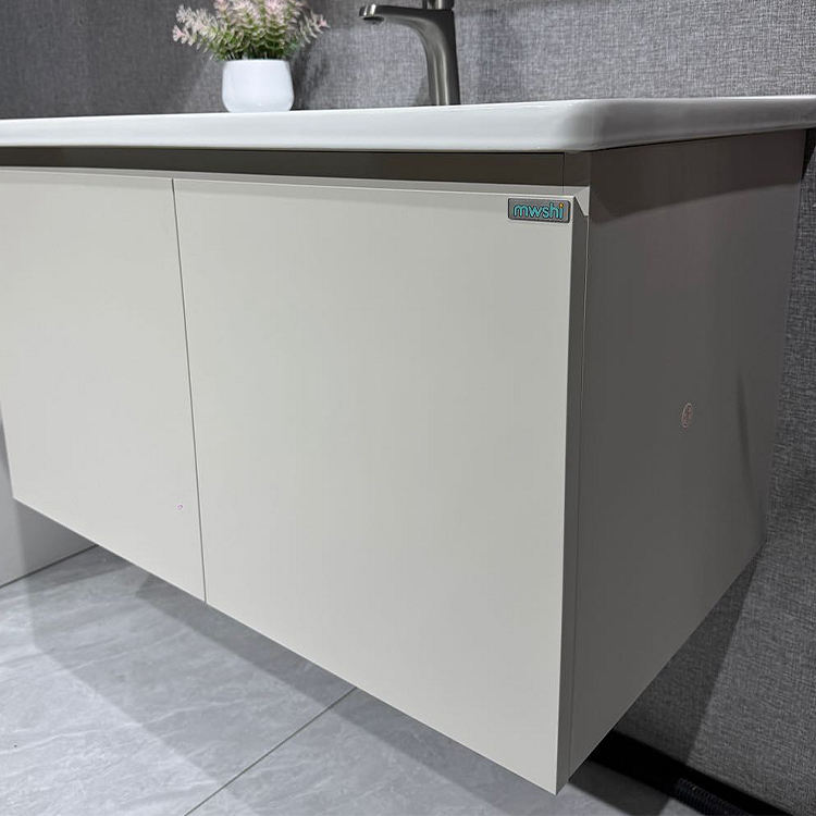 Minimalist Wall-Mounted All Aluminum Bathroom Vanity Integrated Ceramic ...