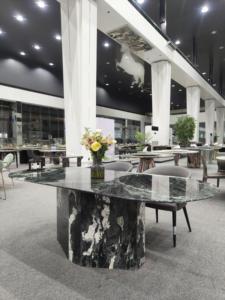 Muebles Modernos para Sala de Estar en Verde <span class=keywords><strong>Prada</strong></span>, Mesa de Comedor de Mármol Irregular con Cubierta de Piedra Premium para Villa - Product Image 3