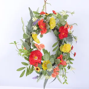 कस्टम फूल हैंगिंग फ्रॉस्ट लैवेंडर कृत्रिम पुष्पांजलि वसंत पुष्पांजलि सजावटी फूल सामने वाले दरवाजे आउटडोर सजावट 30-60 सेमी