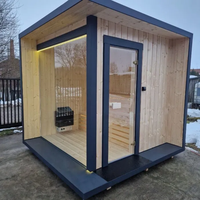 Sauna extérieur en cèdre rouge massif, très demandé, avec véranda, vue panoramique en verre pour 6 personnes, chauffage électrique, idéal pour le jardin, respectueux de l'environnement
