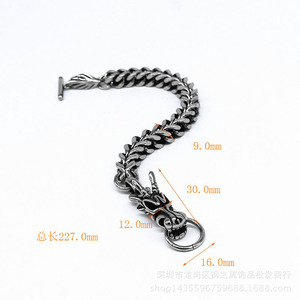 Yunnique Dragon Pulsera de acero de titanio para hombre, color acero, diseño de signo del zodiaco animal, joyería de regalo - Product Image 4