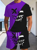 T-shirt décontracté pour homme à col rond et manches courtes, style vintage vieilli, motif imprimé numérique 3D, en terylène respirant 350g-400g