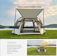 Tenda & Kanopi Camping 2-in-1 Ukuran Besar, Alas Oxford Anti Air, Lapisan Perak Taffeta, Tempat Berlindung Keluarga untuk Luar Ruangan 240/280cm