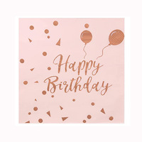 Articles de fête d'anniversaire roses très demandés, ensemble d'assiettes en papier jetables pour joyeux anniversaire, élégants ensembles de vaisselle or rose