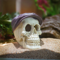 Décoration esthétique en résine en forme de crâne pour terrarium de reptiles, paysage d'aquarium, grotte cachette, ornement pour dragon barbu et serpent