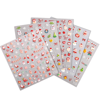 Stiker Kuku 5D Embossed Tema Natal Kartun Grosir, Santa Gingerbread, Aman Ramah Lingkungan, untuk Manikur DIY