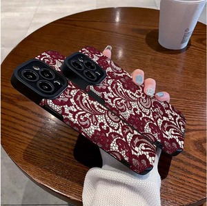 Vente - Étui de téléphone portable en cuir artificiel TPU avec motif de fleurs en dentelle rouge pour <span class=keywords><strong>iPhone</strong></span> X Xr 11 <span class=keywords><strong>12</strong></span> 13 14 15 16 17 18 Pro Max - Product Image 5