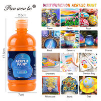 Panwenbo - Juego de Pintura Acrílica No Tóxica de 500 ml, 12 Colores, Alta Cobertura, Pigmento de Alta Capacidad, Pintura Acrílica para Artistas