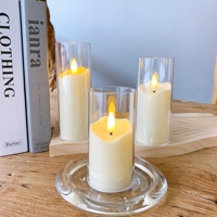 Bougies LED Sans Flamme à Piles Luxe en Piliers de Verre Acrylique Transparent avec Flamme Vacillante
