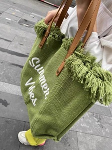 Saldi Primavera Estate Borsa Tote a Spalla in Tela di Cotone Durevole e Portatile di Grande Capacità con Manico e Stampa Logo a Lettere - Product Image 6