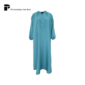 Vestido Elegante de Manga Larga para Mujer, Estilo Modesto Musulmán, Color Verde Azulado, Marca Premium, para Uso Diario en la Oficina - Product Image 1