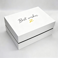 Boîte cadeau en carton rigide blanc de luxe avec logo personnalisé, couvercle amovible et col en papier