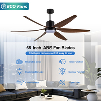 Ventilateur de plafond contemporain noir de 65 pouces avec télécommande, moteur BLDC et éclairage LED à économie d'énergie pour salon résidentiel