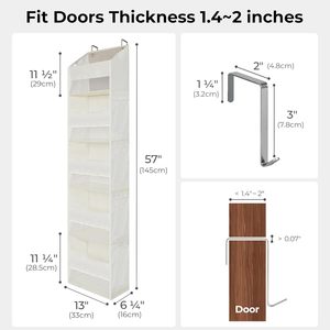 Over The Door Organizer 5 <b>Shelf</b> Waterproof Storage With 8 Pockets Clear Window Behind Door Mount - Product Image 2