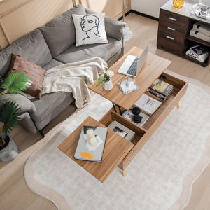 โต๊ะกาแฟยกได้สไตล์ฟาร์มเฮาส์ ขนาด 47 นิ้ว ทำจากไม้ พร้อมที่เก็บของ เฟอร์นิเจอร์ห้องนั่งเล่น ดีไซน์ทันสมัย สีน้ำตาล - Product Image 4