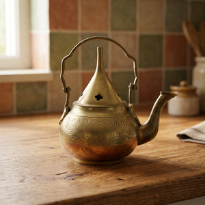 Vintage Brass Tea Kettle With <b>Lid</b> And Handle Decorative Engraved Design Water <b>Pot</b> Kettles Metal Drinkware - Product Image 2