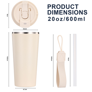Mug de voyage isotherme à double paroi en acier inoxydable 20oz 600ml avec poignée et couvercle anti-éclaboussures pour boissons chaudes et froides Daily U - Product Image 4