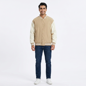 Men's Baseball Varsity Jacket Cotton Blend Letterman Style Classic Sporty Casual Bomber College Stand Front Breathable Winter - Product Image 1