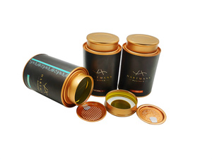 Cylindre d'impression personnalisé matcha boîtes de papier composite noir thé herbe emballage avec couvercles intérieurs imprimés avec logo - Product Image 6