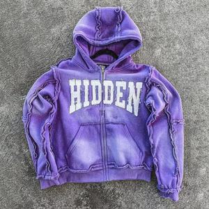 เสื้อฮู้ดวินเทจสโตนวอช ผ้าฝ้ายถัก 100% ปักตัวอักษรด้วยคริสตัล คอลเลคชั่นฤดูหนาว-ฤดูใบไม้ผลิ ทรงหลวม ไซส์ XS - Product Image 2