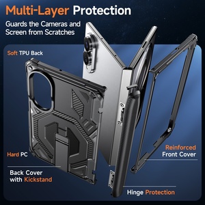Étui de téléphone pliable avec fixation magnétique, support intégré, protection anti-chute pour Samsung Z Fold 8 écran large D-060 - Product Image 2