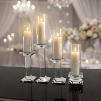 Ensemble de bougeoirs en cristal élégants, modernes et romantiques, très demandés, pour centre de table transparent, décoration intérieure, mariage, Saint-Valentin, fête