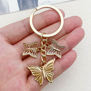 Mignon métal fer feuille creux papillon porte-clés bricolage à la main voiture clé Charins pour femmes hommes amitié bijoux cadeaux - Product Image 6