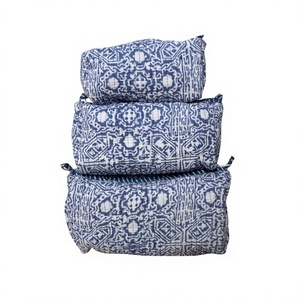 A2ZCraftBazar Cotton Quilted Eco-Friendly Cosmetic Organizer <b>Case</b> Set Tassel Pattern Bohemian Style Medium Size Zipper - Product Image 1