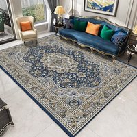 Tapis d'appoint personnalisé en velours cristal rouge et noir, motif médaillon persan, imprimé, antidérapant, doux, pour salon, style vintage oriental