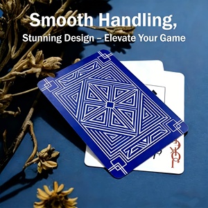 Cartes en plastique imperméables bleu roi PVC, jeu de cartes de mahjong, coffret cadeau, voyages, soirées, divertissement - Product Image 1