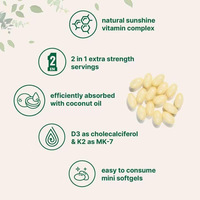 Cápsulas Blandas de Vitamina D3 y K2 de Alta Potencia Hechas con Aceite de Coco, Mejoran la Absorción de Calcio, Salud Ósea, Bienestar Inmunológico, Sin GMO, 180 Unidades