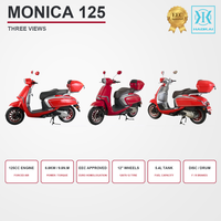 Moped à essence 125cc pour adultes, style rétro vintage, refroidissement par air, roues en alliage, coffre arrière, frein à disque avant, 6,8 kW, 61-80 km/h, EURO 5 EEC