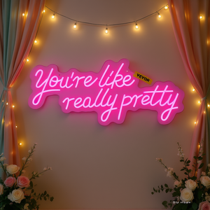 Pink LED <b>Neon</b> <b>Sign</b> "You're Like Really Pretty" 27.5 x 12 In Acrylic <b>Wall</b> Decor with Remote by DB Wholesale - Product Image 2