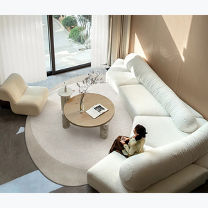 <span class=keywords><strong>Tappeto</strong></span> di lana di forma personalizzata 2025 nuova <span class=keywords><strong>crema</strong></span> di colore francese grigio stile minimalista <span class=keywords><strong>tappeto</strong></span> di lana fatto a mano per soggiorno set di tappeti - Product Image 3