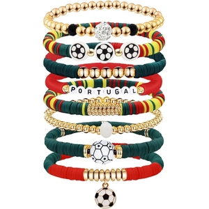Juego de Pulseras de Fútbol con Banderas de Estados Unidos, Canadá y México, Pulseras Apilables con Dijes de Bandera para Fanáticos, Recuerdos para el Día del Partido, Paquete de Regalo Deportivo - Product Image 4