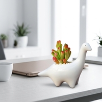 Pot à succulentes en céramique en forme de petit dinosaure de dessin animé, respirant, durable, résistant à la corrosion, solide, pour la décoration de la maison et du bureau