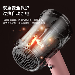 Secador de pelo de alta potencia, 220V, motor con escobillas, con iones negativos y aire alternado caliente y frío para el hogar, hotel, dormitorio - Product Image 1