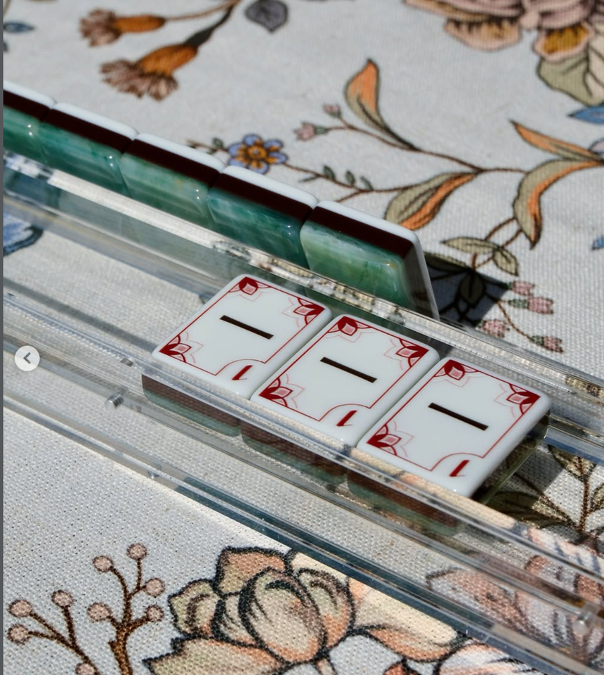 160 Tiles 3-Layer Acrylic American Mahjong Set, Oriental Water Lily ...