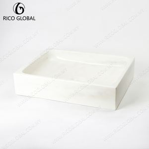 Lavabo de Baño Moderno de Cerámica Blanca con Diseño Minimalista para Colocar Sobre Encimera - Product Image 2