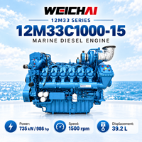 Moteur diesel marin WEICHAI 12M33C1000-15, 735 kW, 986 CV, 1500 tr/min, 12 cylindres en V, moteur de propulsion principal pour navire de pêche et de transport de marchandises