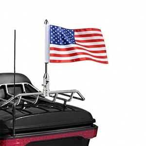 Nouveau produit 2023 : Kit de mât vertical chromé de haute qualité pour bagages, compatible avec les drapeaux fins de moto, universel pour moto et vélo. - Product Image 2