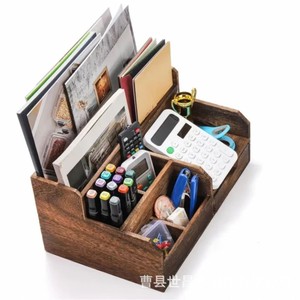 <b>Wooden</b> Storage Rack Multi Functional Compartmentalized Box For <b>Desk</b> Stationery Organization Sc 10.9 - Product Image 4