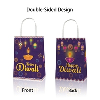 Diwali fête traiter sacs avec poignée 12 pièces Diwali cadeau bonbons sacs inde fête faveur Diwali indien célébration fournitures décoration