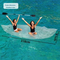 Kayak gonflable transparent pour 2 personnes avec fond épaissi résistant à l'usure, design portable en PVC pour la pêche et le kayak